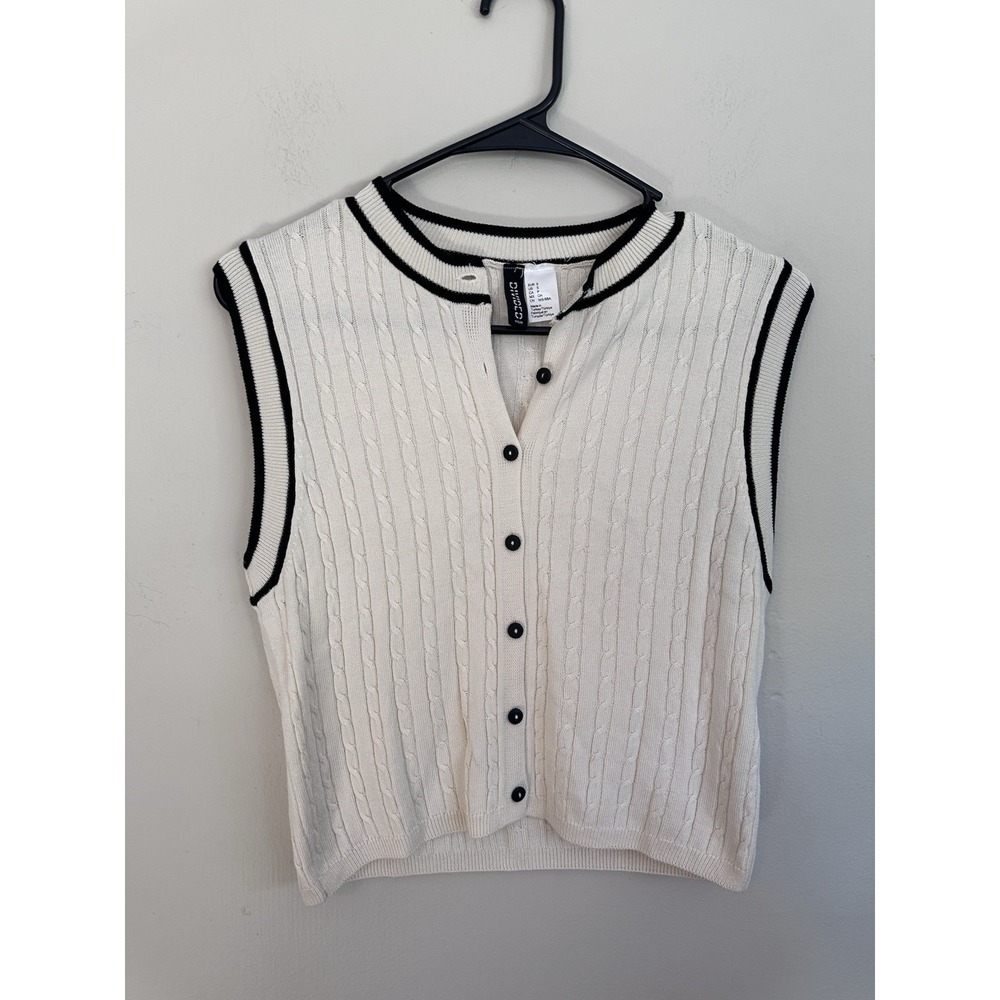Cable Knit Ivory Sweater Vest SMALL Preppy Academia‎ East Coast Ivy League